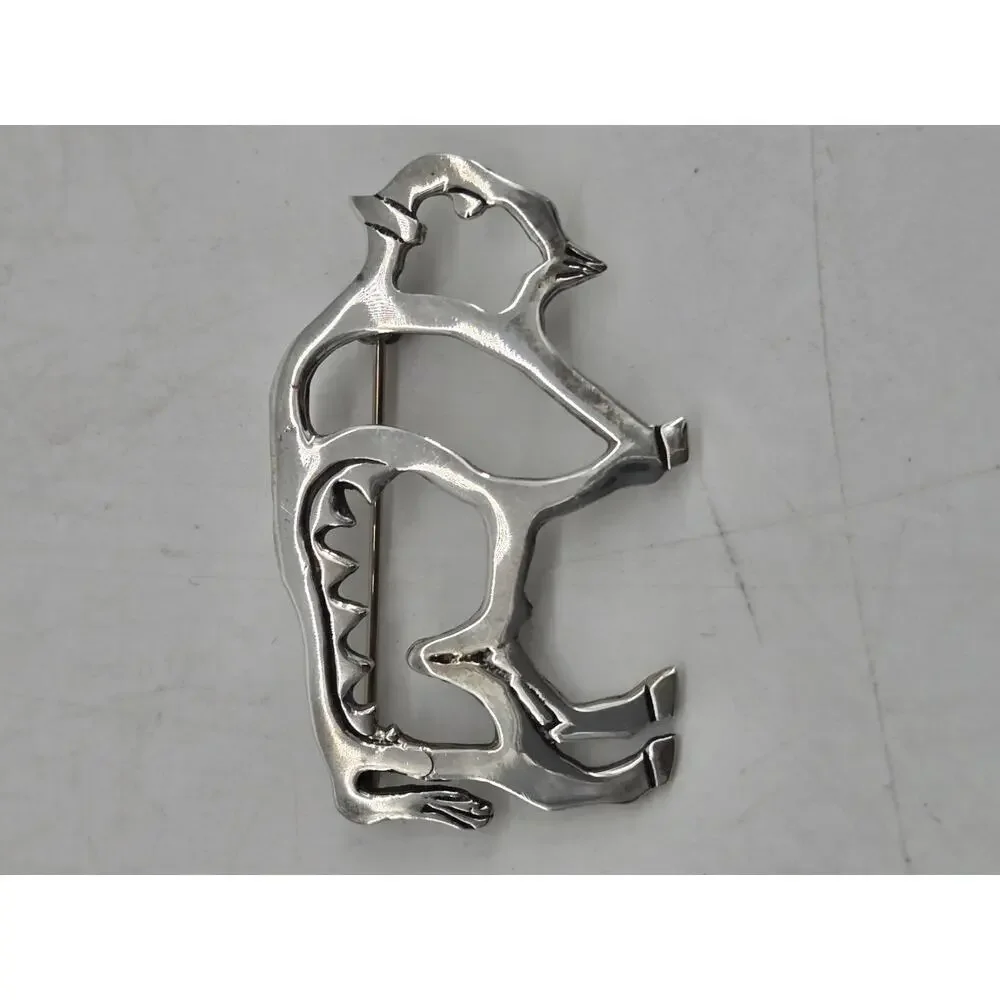 Vtg 70s Sterling Navajo GS Glen Irene Sandoval Buffalo Bison Outline Brooch Pin